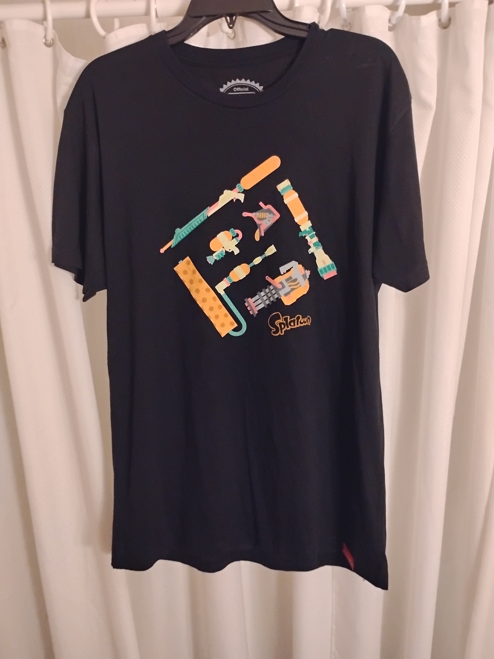 Nintendo Black T-Shirt with Teal and Orange Game Weapon Graphic